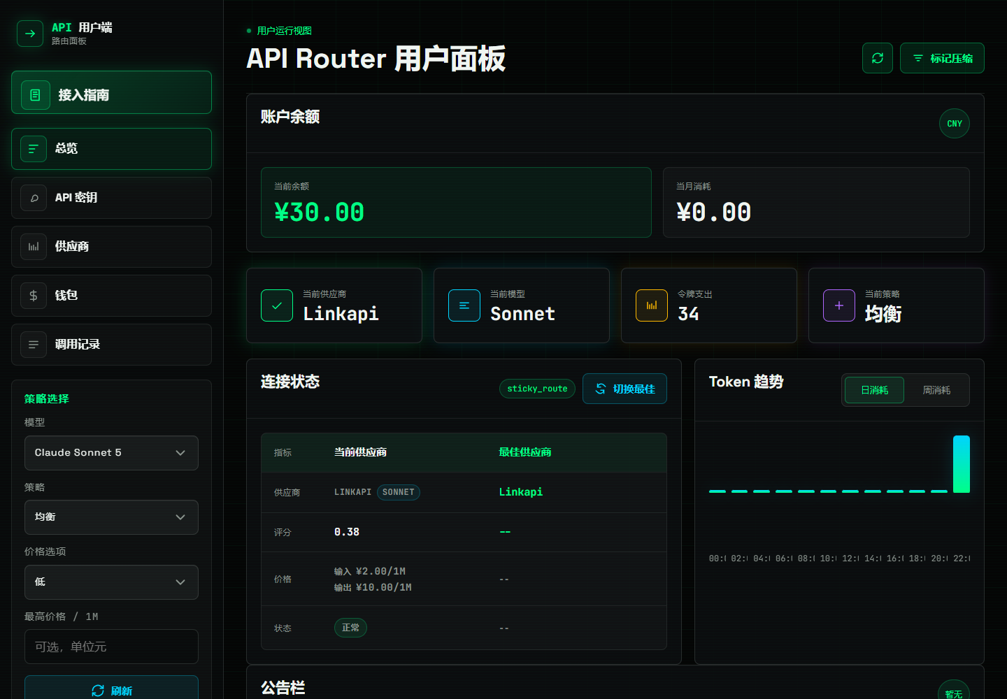 用户面板总览截图